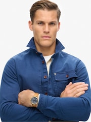 Superdry Indigo Herringbone Merchant Utility Overshirt - Image 3 of 5