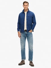 Superdry Indigo Herringbone Merchant Utility Overshirt - Image 4 of 5