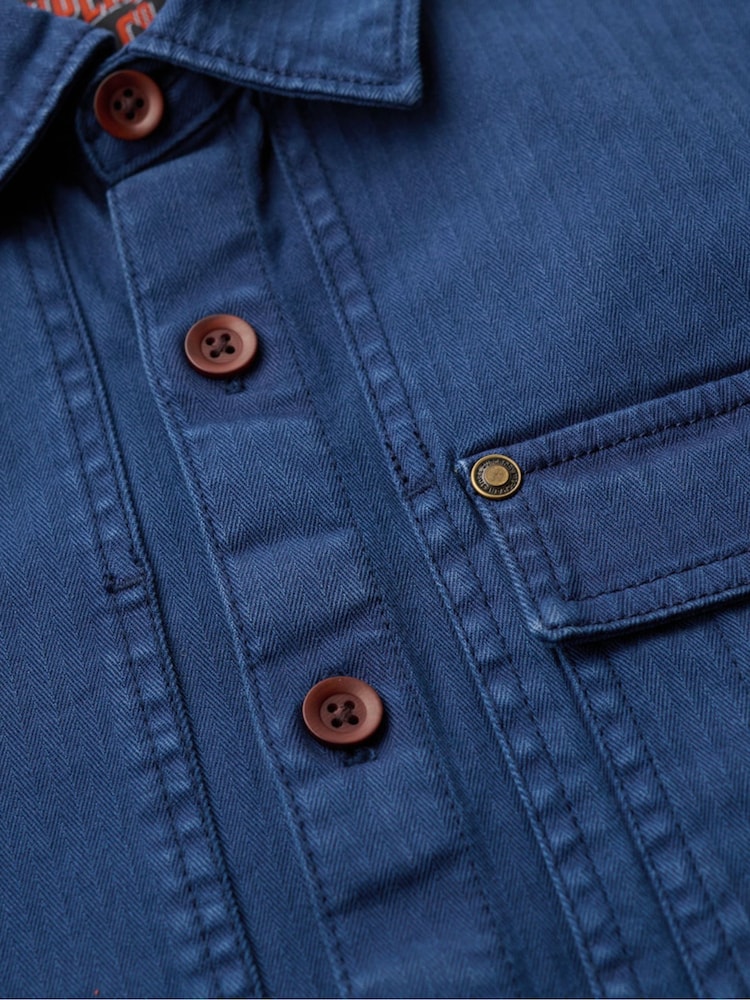 Superdry Indigo Herringbone Merchant Utility Overshirt - Image 5 of 5
