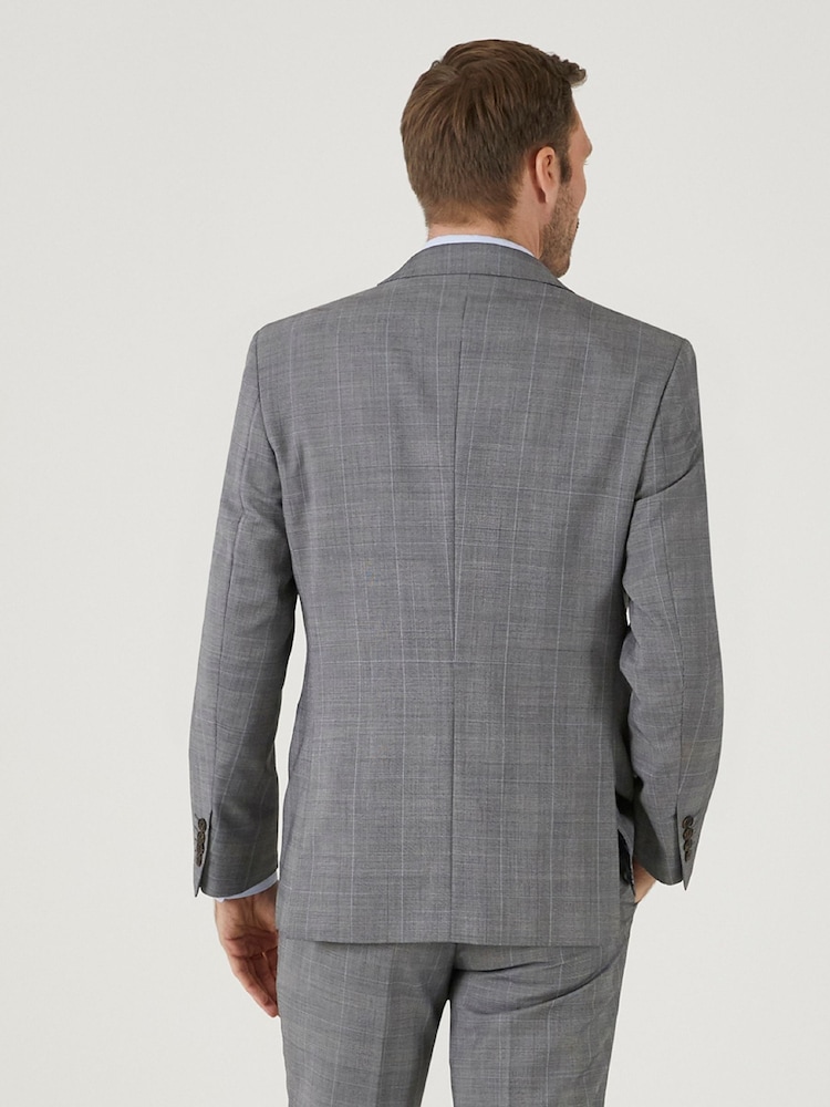 Skopes Grey Tailored Fit Buxton Check Suit: Jacket - Image 2 of 4