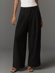 Anthropologie Black Maeve Avery Wide-Leg Pleated Trousers - Image 2 of 4