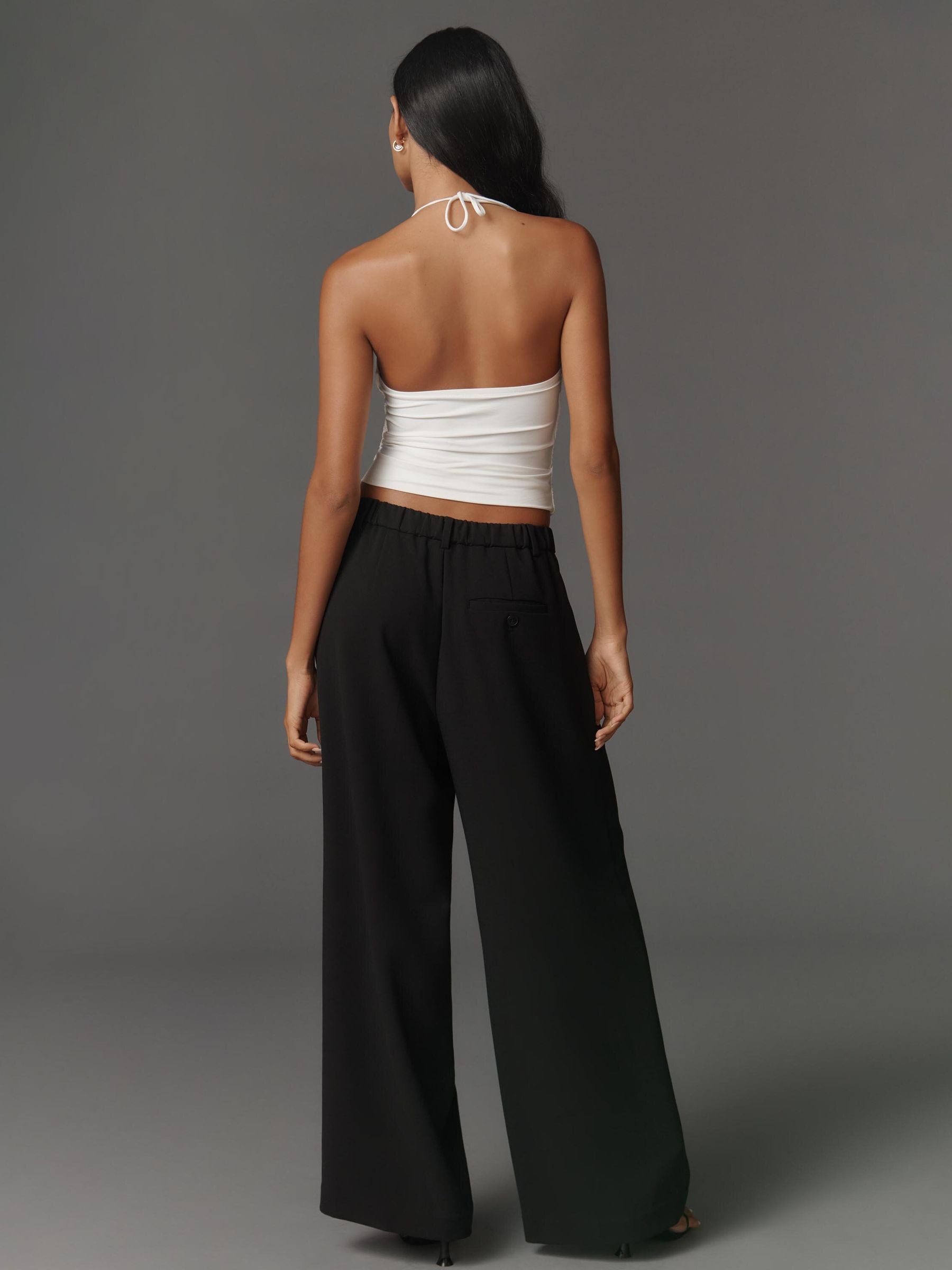Buy Anthropologie Black Maeve Avery Wide-Leg Pleated Trousers from