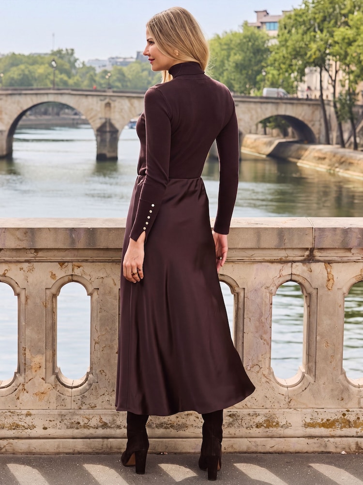 Sosandar Brown Satin Slip Skirt - Image 4 of 4 Sosandar Brown Satin Slip Skirt - Image 4 of 4