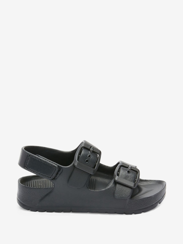 Black Double Buckle Ankle Strap EVA Sandals - Image 4 of 7