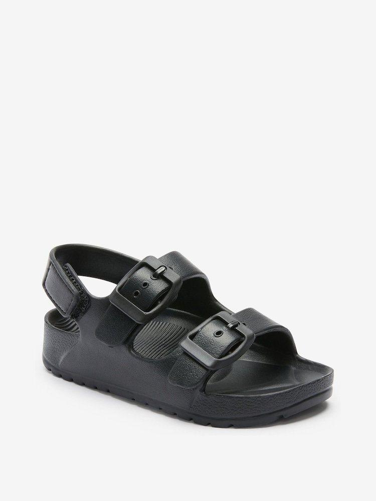 Black Double Buckle Ankle Strap EVA Sandals - Image 5 of 7