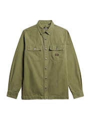 Superdry Chive Green 100% Cotton Canvas Workwear Overshirt - Image 4 of 6