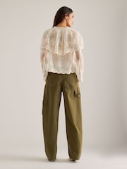 Anthropologie Cream Long-Sleeve Cape Lace Blouse - Image 5 of 5