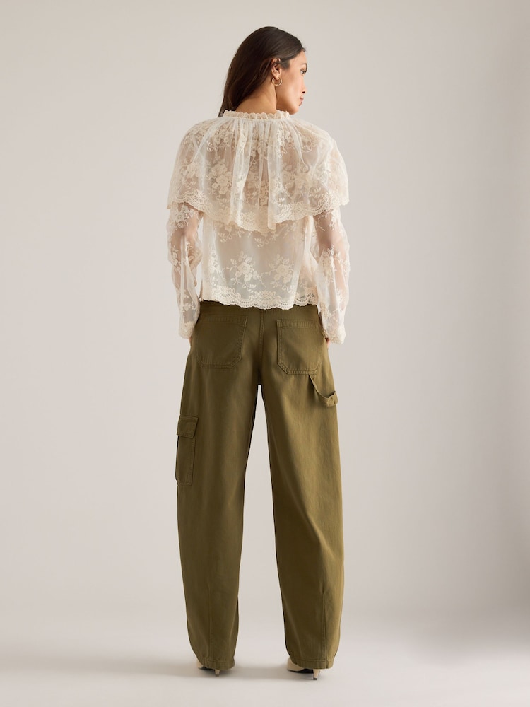 Anthropologie Cream Long-Sleeve Cape Lace Blouse - Image 5 of 5 Anthropologie Cream Long-Sleeve Cape Lace Blouse - Image 5 of 5