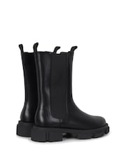Linzi Black Ava Black PU Midi Boots With Chunky Sole - Image 5 of 5