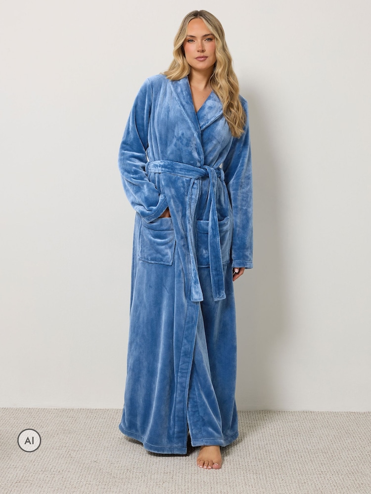 Long Tall Sally Blue Super Luxe Maxi Dressing Gown - Image 1 of 6 Long Tall Sally Blue Super Luxe Maxi Dressing Gown - Image 1 of 6