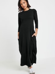 PixieGirl Petite Black Jersey Long Sleeve T-Shirt Dress - Image 1 of 5