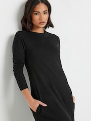 PixieGirl Petite Black Jersey Long Sleeve T-Shirt Dress - Image 4 of 5