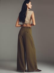 Anthropologie Green Maeve Avery Wide-Leg Pleated Trousers - Image 3 of 4