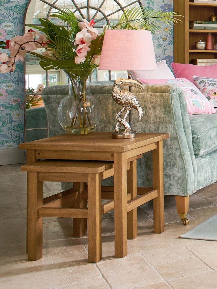 Laura Ashley Oak Milton Nest of 2 Tables - Image 1 of 4