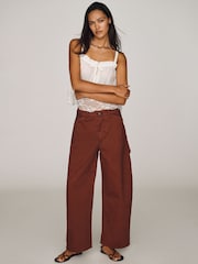 Anthropologie Red Pilcro Kayden High-Rise Full Length Carpenter Barrel Trousers - Image 1 of 4