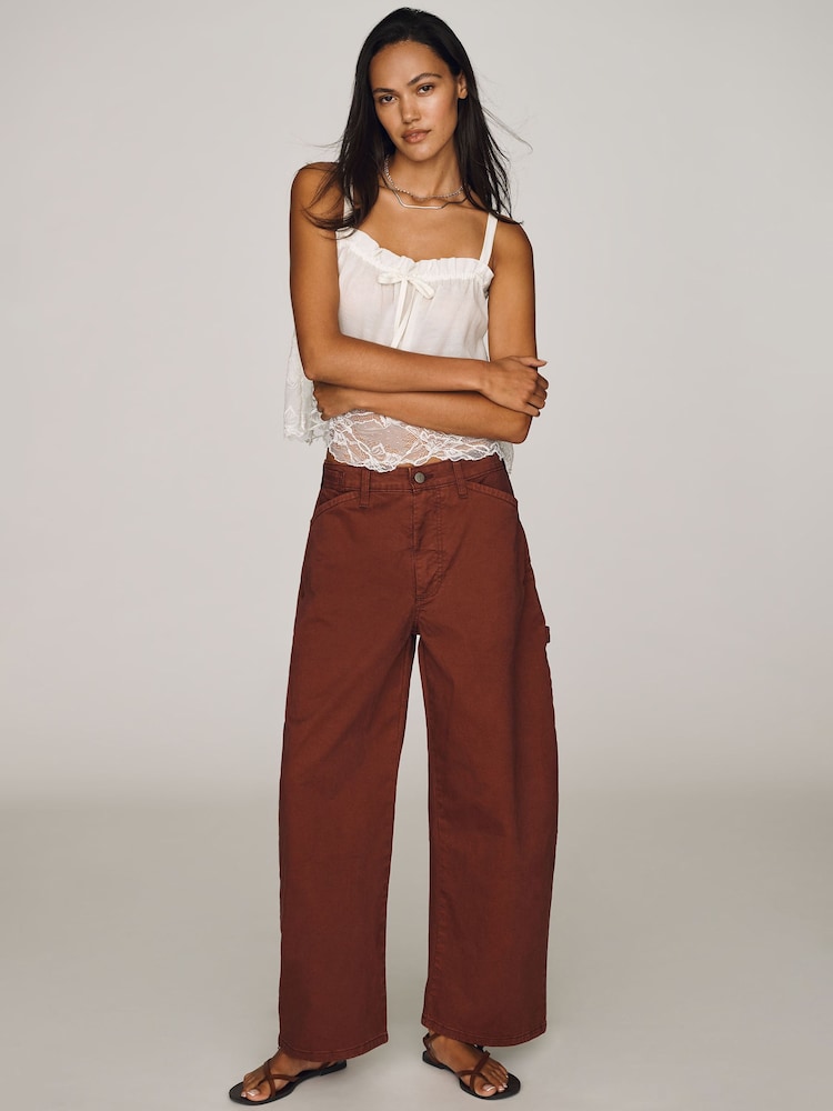 Anthropologie Red Pilcro Kayden High-Rise Full Length Carpenter Barrel Trousers - Image 1 of 4 Anthropologie Red Pilcro Kayden High-Rise Full Length Carpenter Barrel Trousers - Image 1 of 4