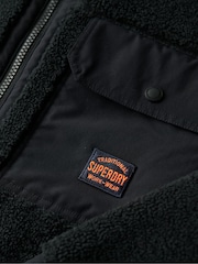Superdry Black Expedition Borg Hybrid Jacket - Image 5 of 6