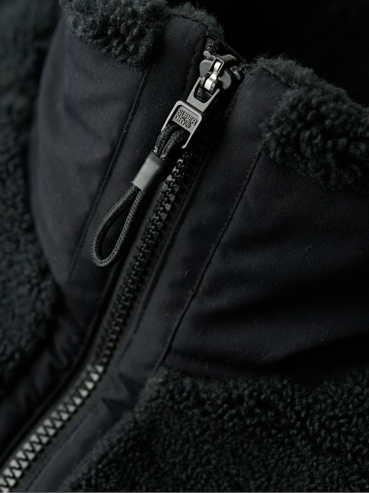 Superdry Black Expedition Borg Hybrid Jacket - Image 6 of 6