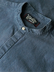 Superdry Indigo Gingham 100% Cotton Merchant Grandad Shirt - Image 4 of 4