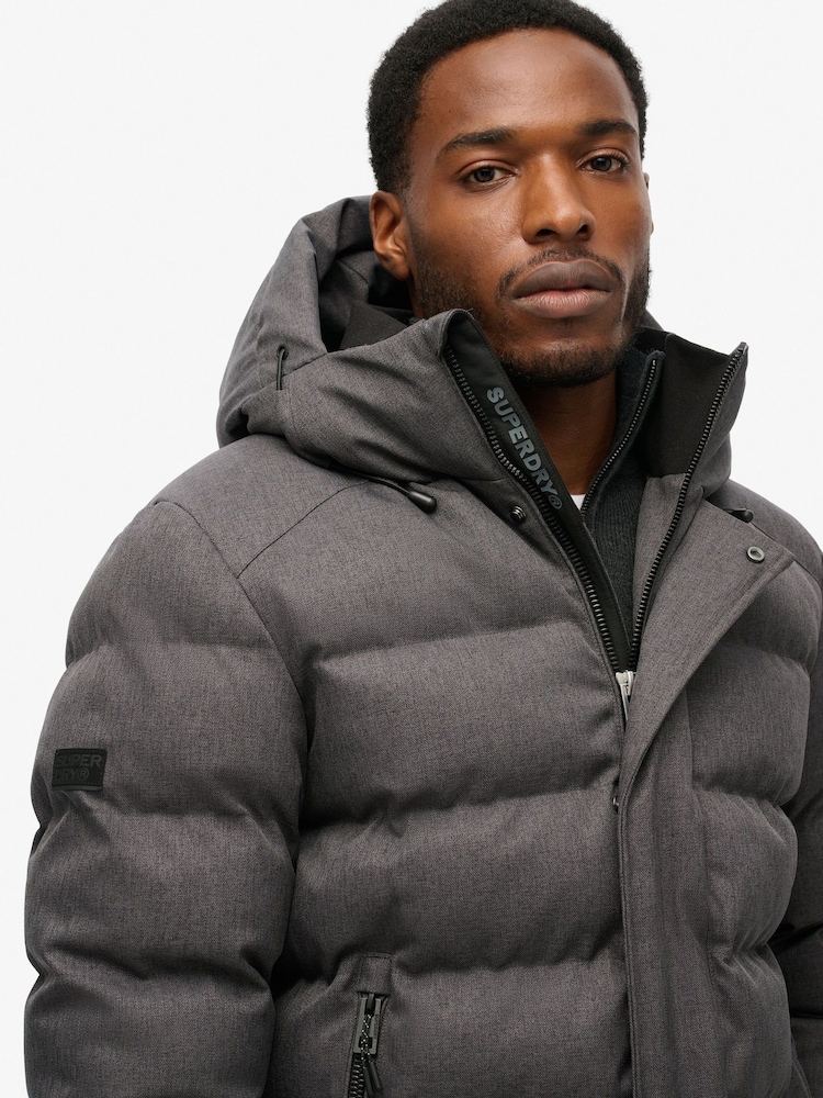 Buy Superdry Grey Marl Hooded Tweed Sports Puffer Jacket from Next 