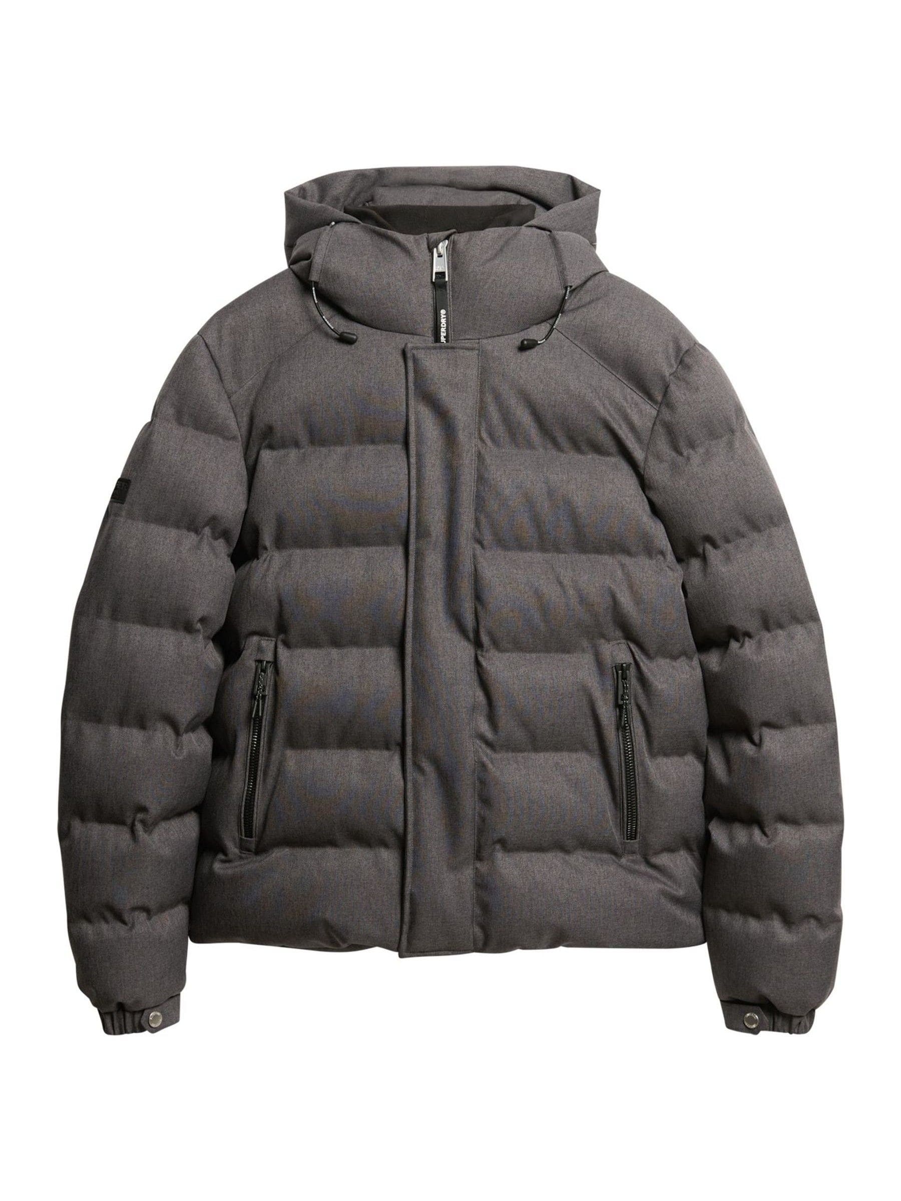 ジャケット・アウター Hooded Tweed Down Jacket Buy Superdry Grey Marl Hooded Tweed Sports Puffer Jacket