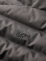 Superdry Grey Marl Hooded Tweed Sports Puffer Jacket - Image 6 of 6