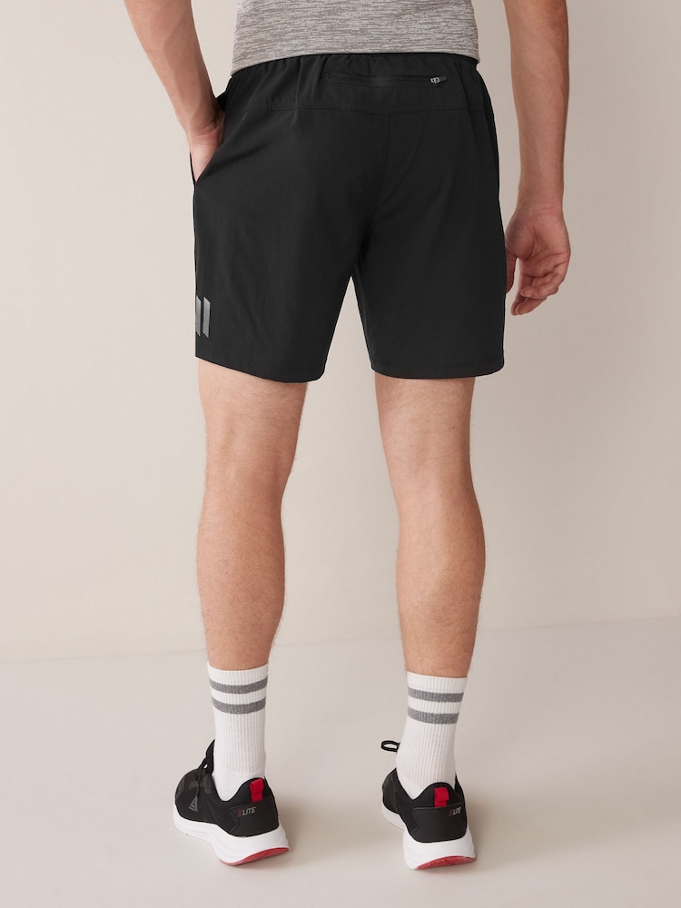 Black Regular Length Active Gym & Running Shorts - Image 3 of 7