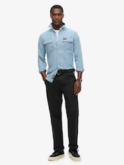 Jasnoniebieski - Superdry 100% Cotton Workwear Long Sleeve Shirt - Image 2 of 5