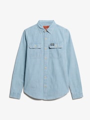 Jasnoniebieski - Superdry 100% Cotton Workwear Long Sleeve Shirt - Image 4 of 5