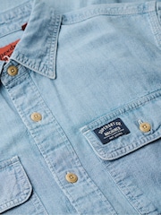 Jasnoniebieski - Superdry 100% Cotton Workwear Long Sleeve Shirt - Image 5 of 5