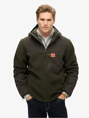 Superdry Olive Green Hood Expedition Borg Hybrid Jacket - Image 2 of 6