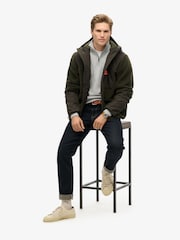 Superdry Olive Green Hood Expedition Borg Hybrid Jacket - Image 3 of 6