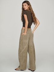 Anthropologie Green Pilcro Kayden Cord Mid-Rise Barrel Trousers - Image 2 of 4