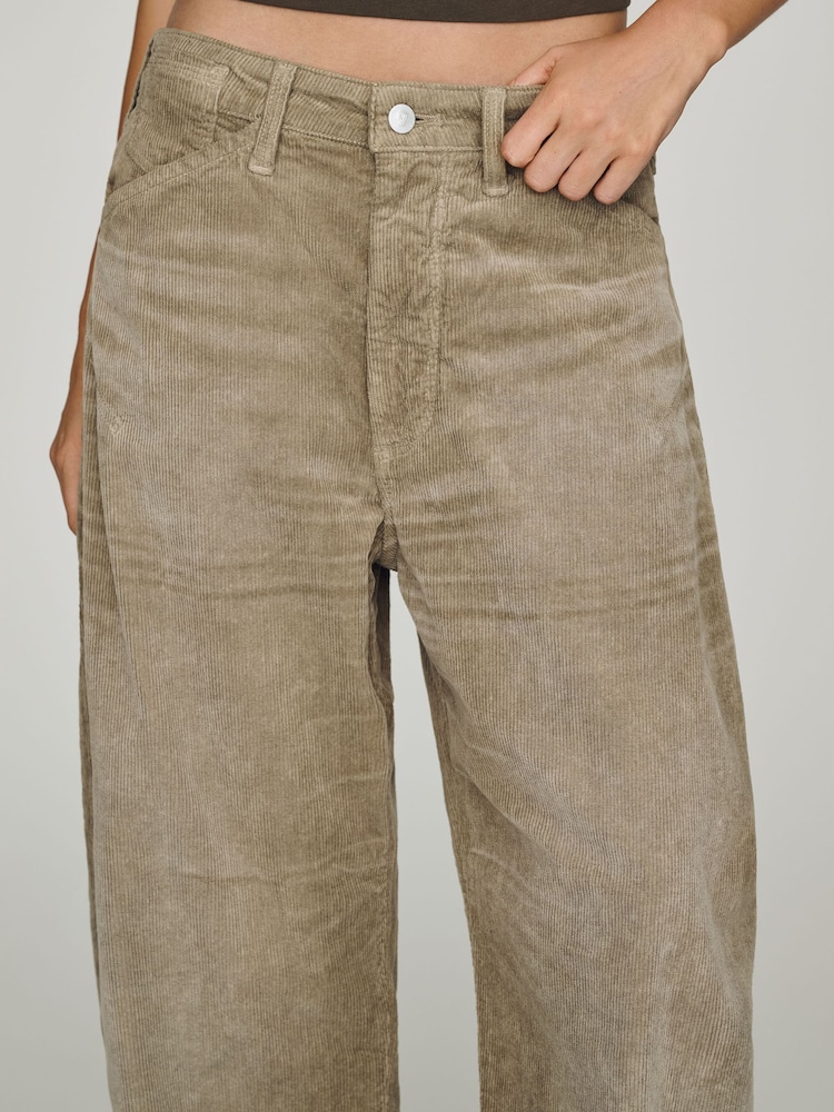 Anthropologie Green Pilcro Kayden Cord Mid-Rise Barrel Trousers - Image 4 of 4