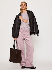 Anthropologie Purple Pilcro Kayden Cord Mid-Rise Barrel Trousers - Image 1 of 4