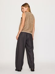 Anthropologie Grey Tailored Barrel Stripe Trousers - Image 3 of 5