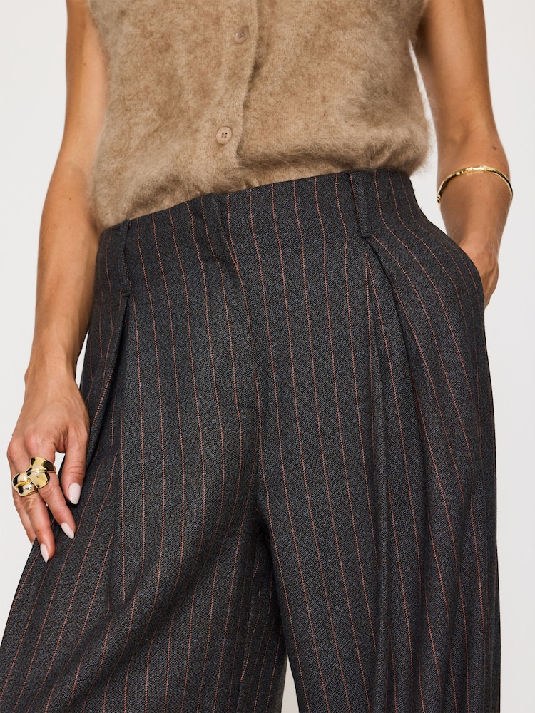 Anthropologie Grey Tailored Barrel Stripe Trousers - Image 5 of 5 Anthropologie Grey Tailored Barrel Stripe Trousers - Image 5 of 5