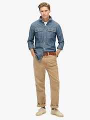 Superdry Mid Blue 100% Cotton Workwear Long Sleeve Shirt - Image 2 of 5