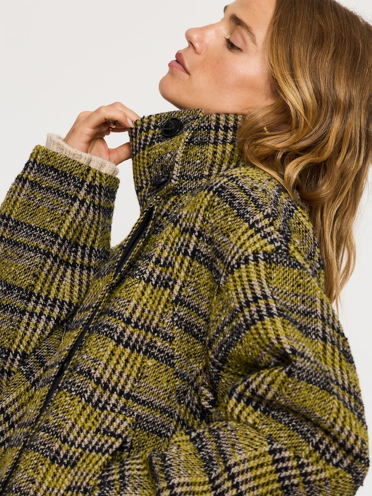 Anthropologie Green Lime Boucle Funnel-Neck Jacket - Image 2 of 2 Anthropologie Green Lime Boucle Funnel-Neck Jacket - Image 2 of 2