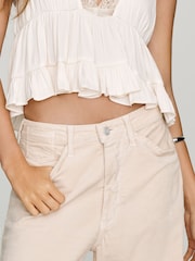 Anthropologie Cream Pilcro Kayden Cord Mid-Rise Barrel Trousers - Image 2 of 4