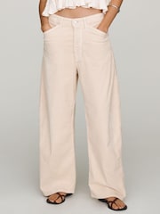 Anthropologie Cream Pilcro Kayden Cord Mid-Rise Barrel Trousers - Image 3 of 4