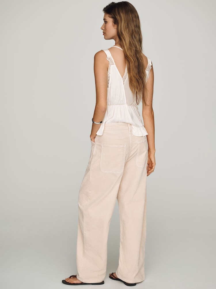 Anthropologie Cream Pilcro Kayden Cord Mid-Rise Barrel Trousers - Image 4 of 4