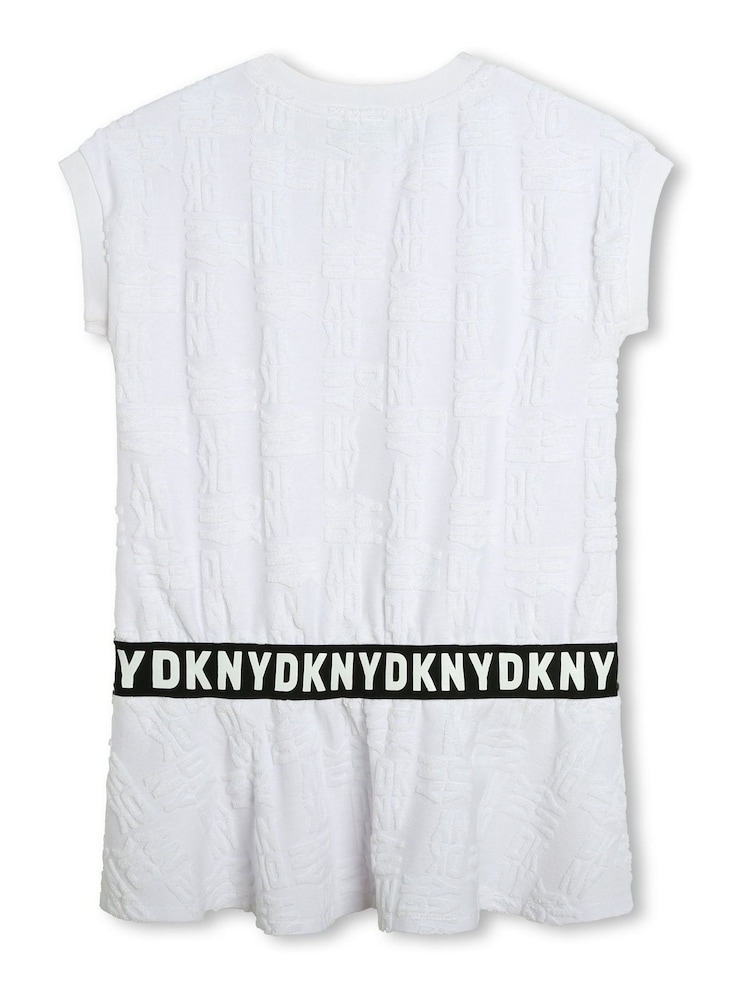DKNY Oversized Dropped Hem Logo Embossed White T-Shirt Dress - Image 2 of 2 DKNY Oversized Dropped Hem Logo Embossed White T-Shirt Dress - Image 2 of 2