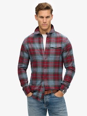 Superdry Red Grindle Check Merchant Check 100% Cotton Shirt - Image 1 of 5