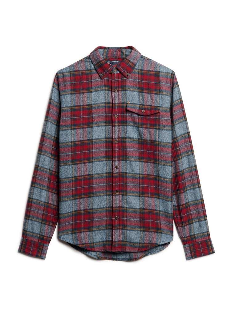 Superdry Red Grindle Check Merchant Check 100% Cotton Shirt - Image 4 of 5