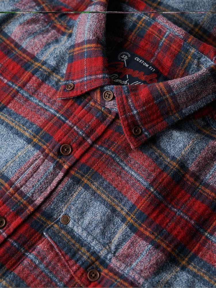 Superdry Red Grindle Check Merchant Check 100% Cotton Shirt - Image 5 of 5