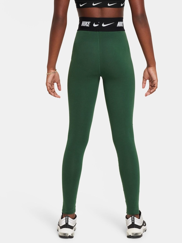 Nike Green Logo Tape High Waisted Leggings - Image 2 of 5