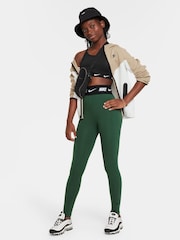 Nike Green Logo Tape High Waisted Leggings - Image 3 of 5
