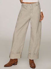 Anthropologie Cream Pilcro Kayden High-Rise Full Length Carpenter Barrel Trousers - Image 1 of 4
