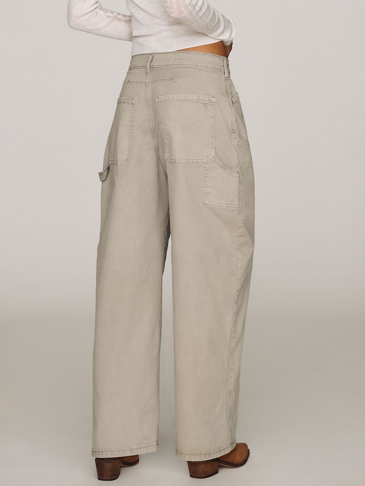 Anthropologie Cream Pilcro Kayden High-Rise Full Length Carpenter Barrel Trousers - Image 2 of 4 Anthropologie Cream Pilcro Kayden High-Rise Full Length Carpenter Barrel Trousers - Image 2 of 4